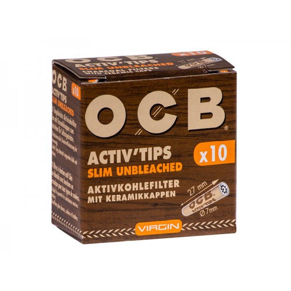 OCB - Active Tips Slim Unbleched 10er